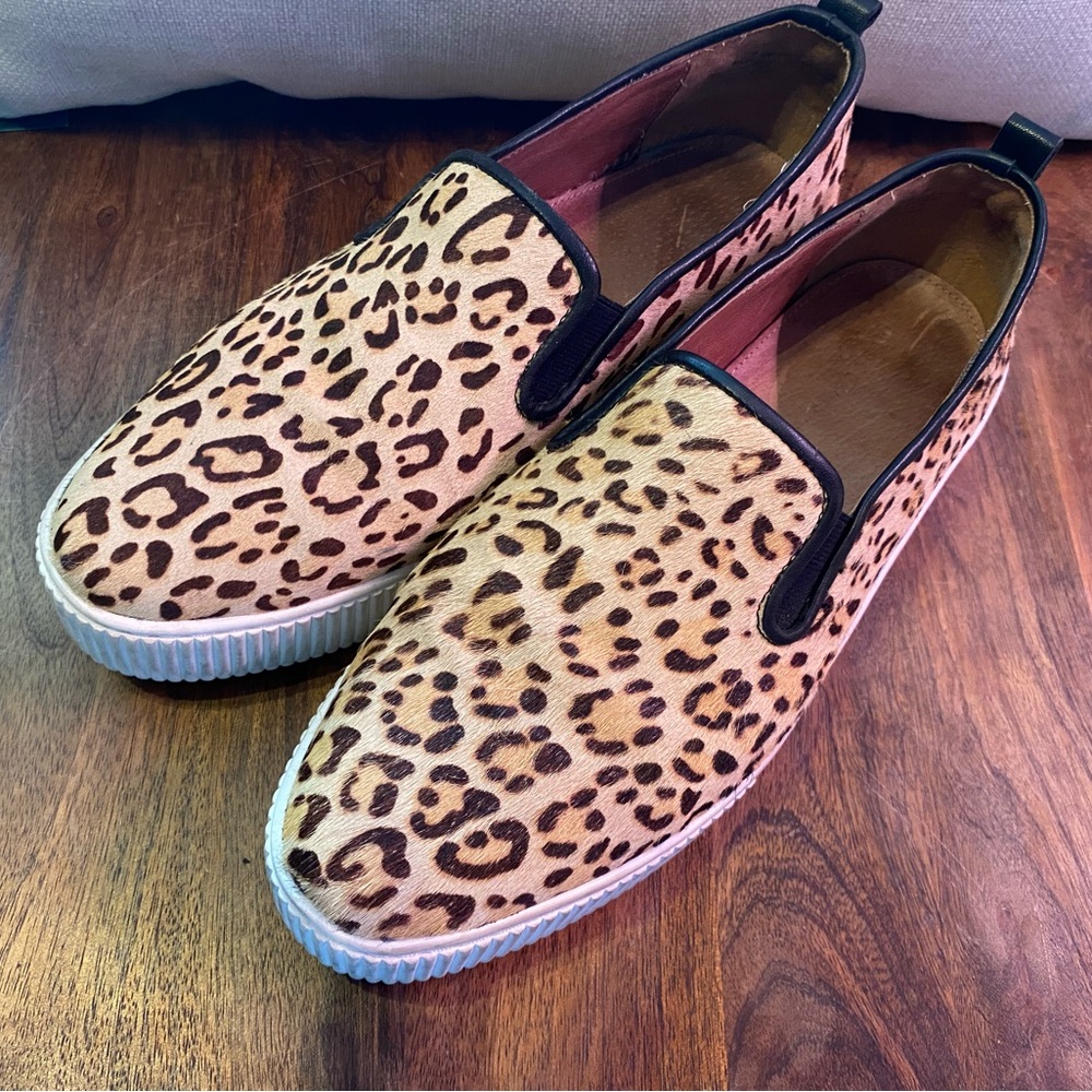 Halogen womens leopard print slip on sneakers